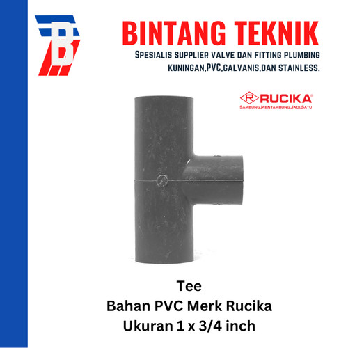 Reducer Tee (Vlok Tee) 1" x 3/4" inch PVC Rucika AW