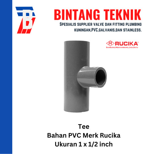 Reducer Tee (Vlok Tee) 1" x 1/2" inch PVC Rucika AW