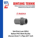 Sok Drat Luar (SDL) PVC Rucika Drat 1" X Pipa 3/4" inch