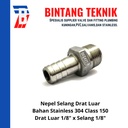 Nepel Selang Stainless (SUS) 304 Drat Luar 1/8" x Selang 1/8"