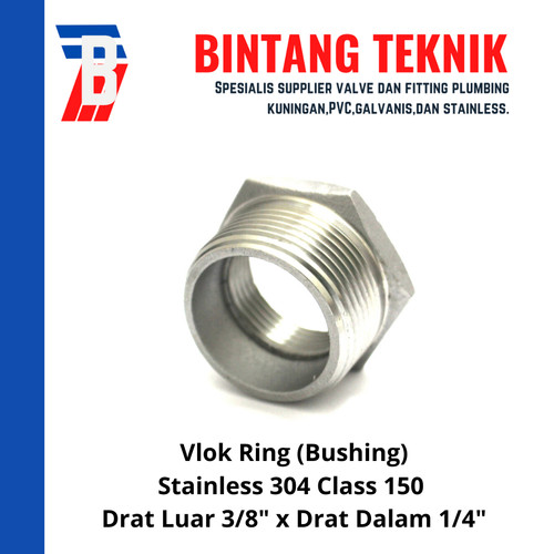 Vlok Ring Stainless (SUS) 304 Drat Luar 3/8" x Drat Dalam 1/4"