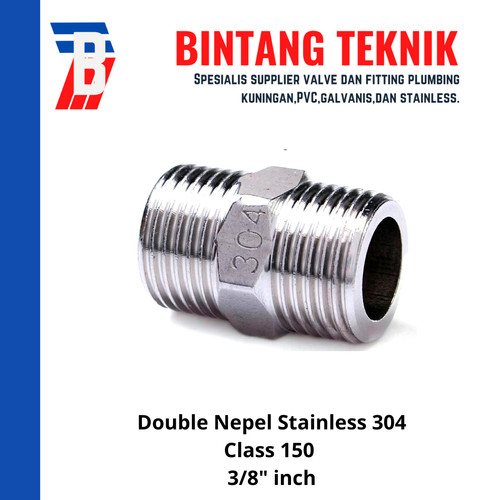 Double Nepel (Nipple) 3/8" inch Stainless (SUS) 304 #150