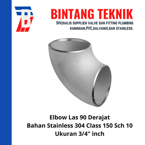 Elbow Las Stainless (SUS) 304 3/4" inch 90 Derajat