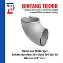 Elbow Las Stainless (SUS) 304 3/4" inch 90 Derajat