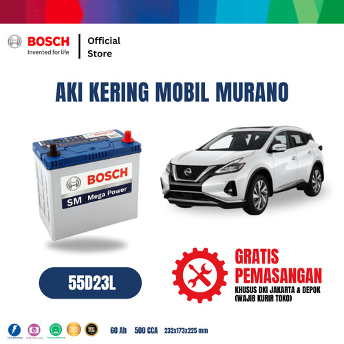 Aki Mobil Nissan Murano Bosch MF 55D23L Aki Kering Original