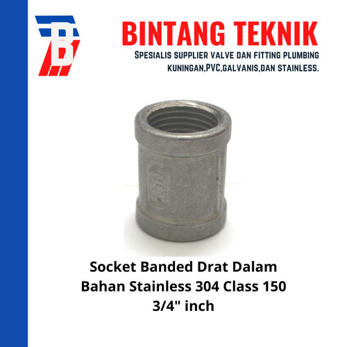 Socket Banded Stainless / Sok Drat Dalam Stainless 304 3/4" inch