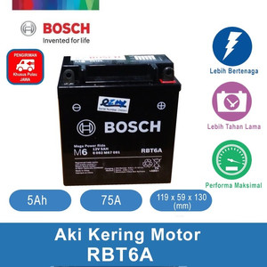 Aki Kering Motor Mio Sporty dan Smile 2007-2010 - Maintenance Free - RBT6A