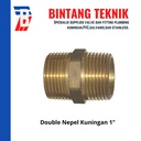 Double Nepel (Nipple) kuningan ukuran 1 inch