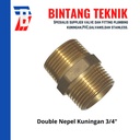 Double Nepel (Nipple) kuningan ukuran 3/4 inch