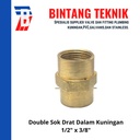 Double Sok (Sock) Drat Dalam Kuningan 1/2" x 3/8"