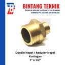 Double Nepel (Nipple) Kuningan / Reducer Nepel Kuningan 1" x 1/2"