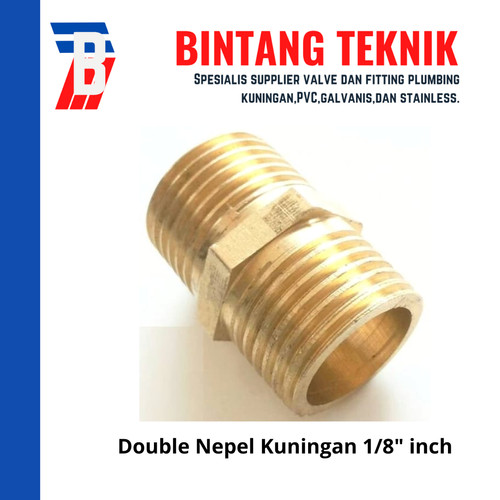 Double Nepel (Nipple) Kuningan 1/8" inch