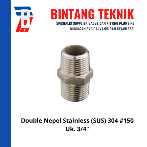 Double Nepel (Nipple) 3/4" inch Stainless (SUS) 304 #150