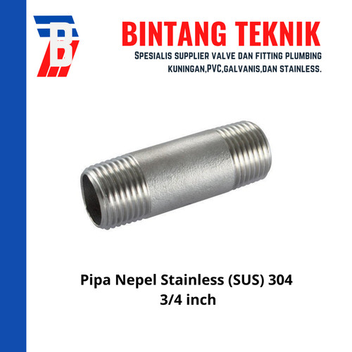 Pipa Nepel (Nipple) Stainless 304 Uk. 3/4" inch