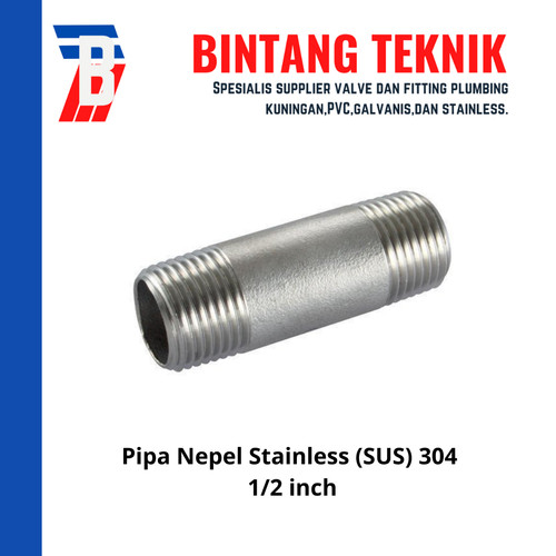 Pipa Nipple Stainless Steel 304 ukuran 1/2 inch