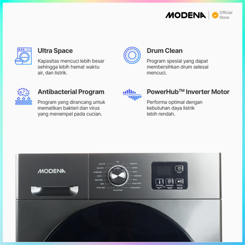 Mesin Cuci Front Load Modena WF 1030 VDGY