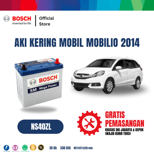 Bosch Aki Mobil Honda Mobilio 2014 MF Blue NS40ZL