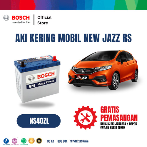 Bosch Aki Mobil Honda Jazz, New Jazz RS MF Blue NS40ZL