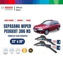 Bosch Sepasang Wiper Mobil Peugeot 306 N5 Frameless Clear New 22 & 20