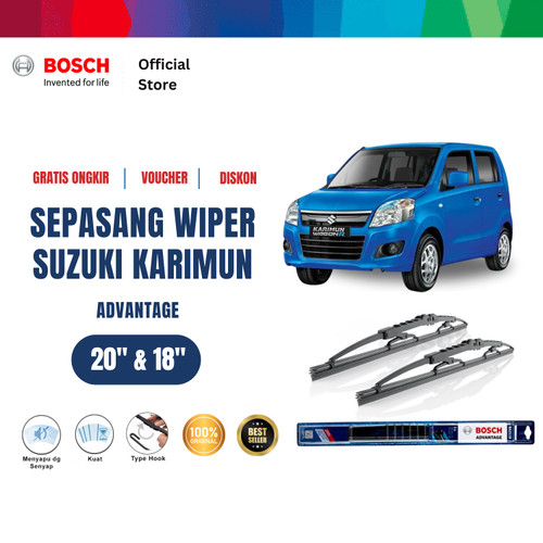 Bosch Sepasang Wiper Kaca Mobil Suzuki Karimun (1998) Advantage 20&18"