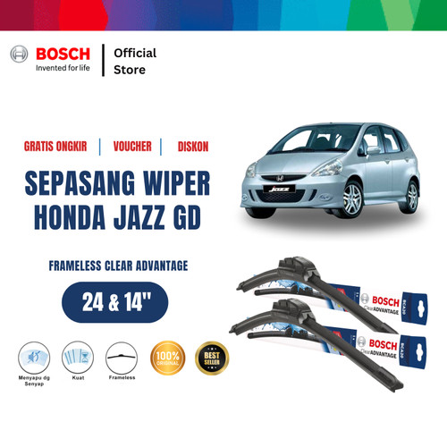 Bosch Sepasang Wiper Mobil Honda Jazz GD Frameless Advantage 24 & 14