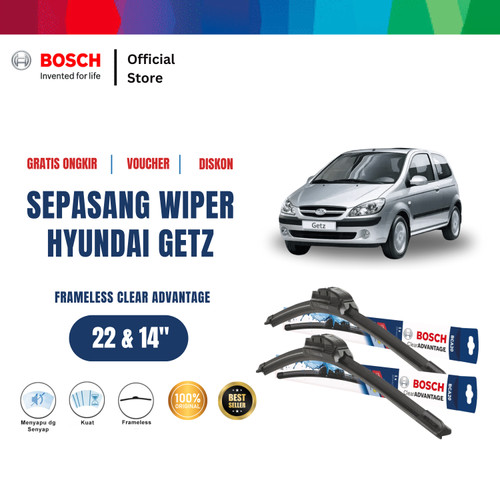 Bosch Sepasang Wiper Mobil Hyundai Getz Frameless Advantage 22 & 14