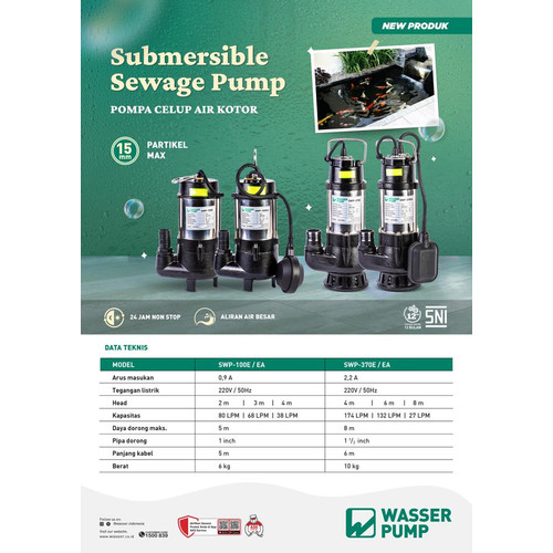 Pompa Celup Air Kotor 24 Jam Wasser SWP 100 E