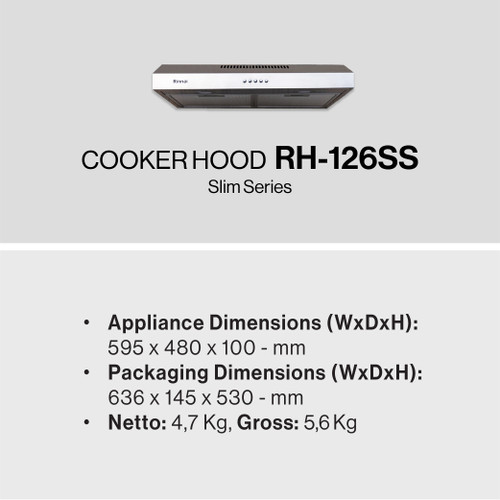 Cooker Hood Rinnai Stainless RH 126 SS 60 cm