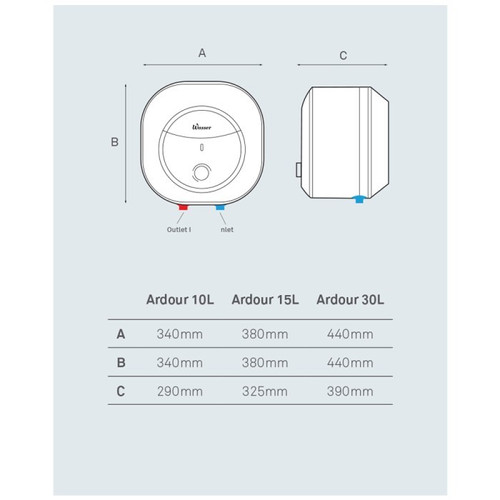 Water Heater Elektrik | Pemanas Air Listrik 30 L Wasser Ardour WH-M30