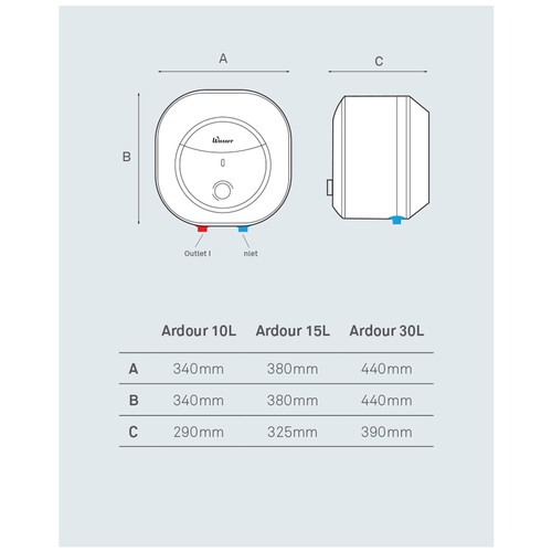 Water Heater Elektrik | Pemanas Air Listrik 10 L Wasser Ardour WH-M10