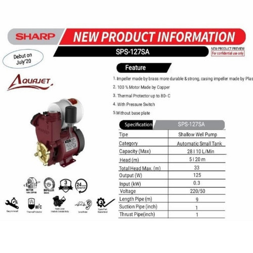 Pompa Sumur Dangkal Sharp SPS 127 A