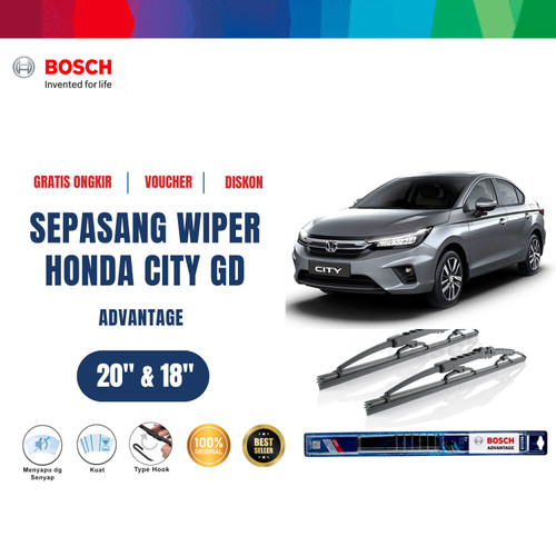 Bosch Sepasang Wiper Kaca Mobil Honda City New GD (2004-on) 20" & 18"