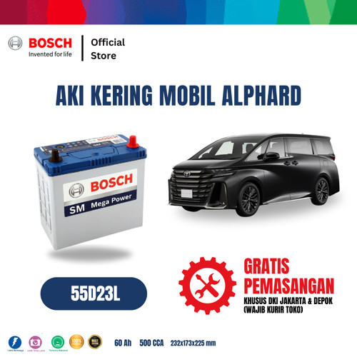 Aki Mobil Toyota Alphard Bosch MF 55D23L Aki Kering Original