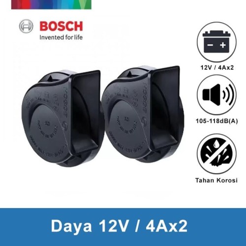 Bosch Klakson H3F Digital Fanfare (Keong) Black 12V Set -Klakson Bunyi