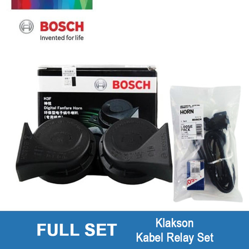 Bosch Klakson H3F Digital Fanfare (Keong) Black 12V Set -Klakson Bunyi