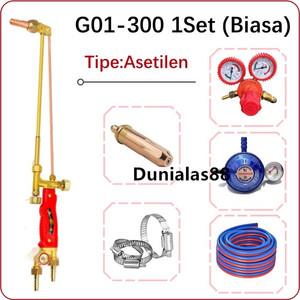 1SET G01-300 Gas Cutting Torch ada Nozzle Klem Regulator Double Selang Stang Las Blender Potong Gas Cutting Torch