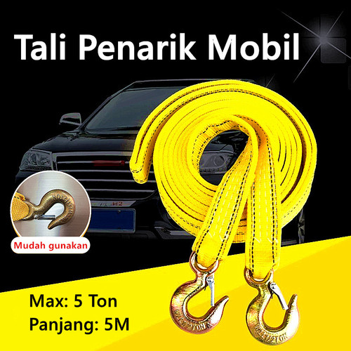Tali Penarik Mobil 5M 5Ton Tali Derek Mobil 5 Ton Hook Emergency Tow