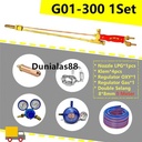 1SET G01-300 Gas Cutting Torch ada Nozzle Klem Regulator Double Selang Stang Las Blender Potong Gas Cutting Torch
