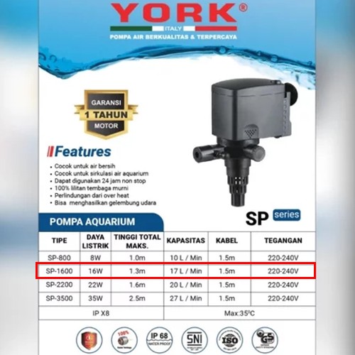 Pompa Aquarium York SP Series 800-3500