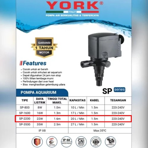 Pompa Aquarium York SP Series 800-3500