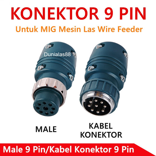 9 Pin Male Konektor Connector Socket 9pin utk Mig Mesin Las Wirefeeder