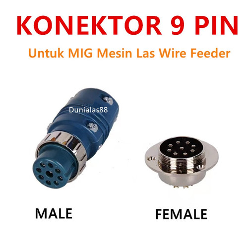 Konektor 9 Pin Male Socket Female Connector 9Pin utk Mig Mesin Las