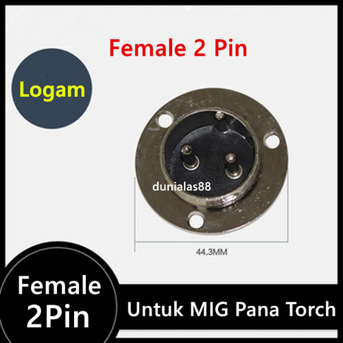 Socket Female 2 Pin Konektor Connector utk MIG Mesin Las Wire Feeder