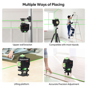 Laser Level 16 Garis 4D Tingkat Self leveling 360° JLD Pakai Remot
