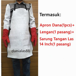 Apron Las Dana dan Lengan Kulit Set Celemek Las Welding Sarung Tangan