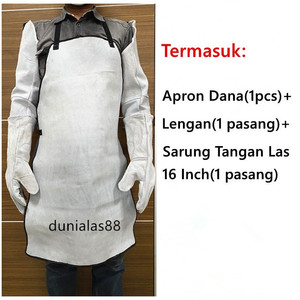 Apron Las Dana dan Lengan Kulit Set Celemek Las Welding Sarung Tangan