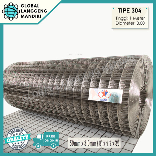 KAWAT RAM STAINLESS 50MMX50MMX3.0MMX1.2M (304) /KAWAT LOKET STAINLESS