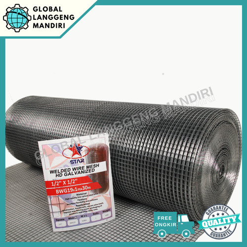 KAWAT RAM GALVANIS HD 1/2"X1/2"X1.0MMX1M / KAWAT LOKET 12MM BWG19