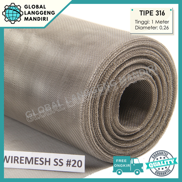 WIRE MESH 20 STAINLESS (316) 1MX1M / KAWAT NYAMUK STAINLESS WIREMESH