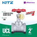 Globe Valve Stainless SUS304 KITZ Fig. 10 UCL , 2" - 50A- 50mm , Drat / Screw